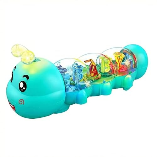 Bruco Musicale Interattivo per Bambini CATERLY, Giocattolo Educativo con Luci e Suoni, Movimento Automatico per Gattonamento, Ideale per Tempo sul Pancino e Sviluppo Sensoriale (Blu)