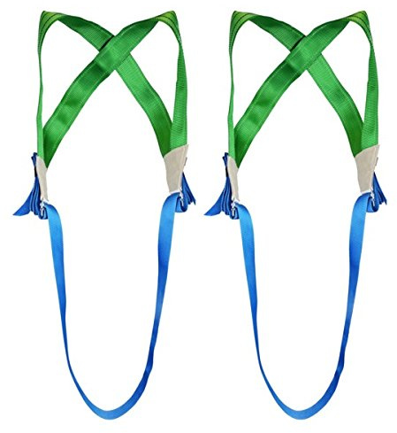 2 x Möbeltrage-Kreuzgurt mit separatem Gurtband, Tragegurt, Transportgurt, grün/blau - Profi Qualität