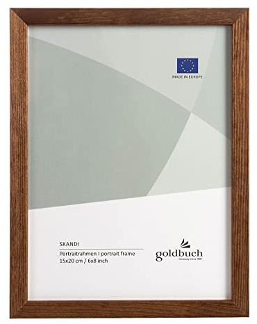 goldbuch 90 0594 Bilderrahmen Skandi 15x20 cm, Einzelrahmen aus Echt Holz, Portraitrahmen zum Stellen, Holzrahmen mit Wandhalterung, Foto Rahmen, Frame braun