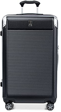 Travelpro Platinum Elite Hardside Expandable Checked Luggage, 8 Wheel Spinner, TSA Lock, Hard Shell Polycarbonate Suitcase, Shadow Black, Checked Large 28-Inch