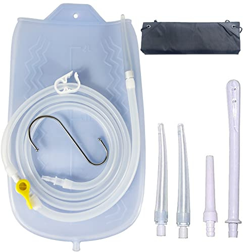 KYZETJD Silicone Enema Kit 2 L Enema Bag 6.3ft. Long Silicone Hose 3 Multi-Size Reusable Tips Controlled Water Flow for Colon Detox Cleanse Enemas