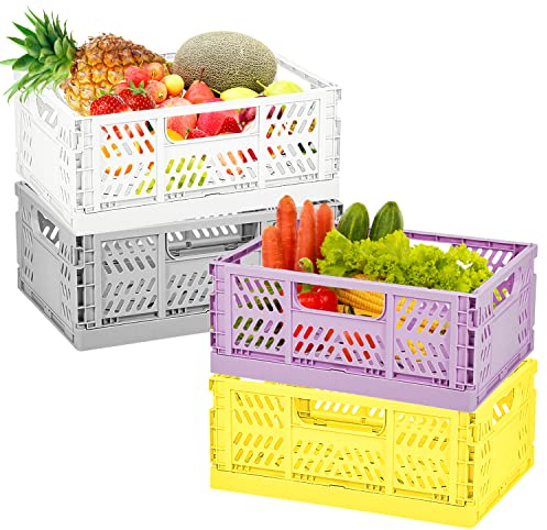Klappkiste Plastik Klappkorb Faltbare 4STK Stabile Aufbewahrungskiste Mini klappbox Einfache Umzug für Regal Zuhause Küche Klassenzimmer Schlafzimmer Badezimmer Büro (30 * 20 * 12cm)