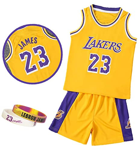CLZWFZ Basketball Jersey Kit Kids #23 Fans Jersey Boys Sweatshirt Sleeveless Boys Basketball Vest Tops and Sports Shorts Set Tracksuit