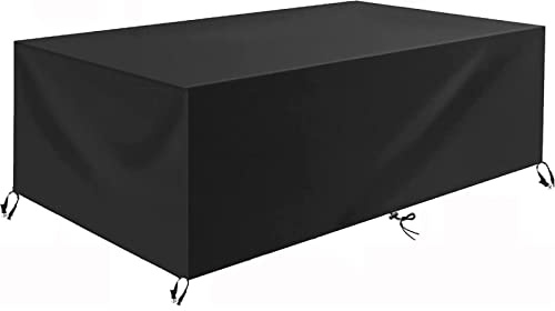 213 x 123 x 74 cm Exterieur Etanche Table Chaise Patio Housse Protection, Tissu 600D Oxford Noir Housse Salon de Jardin avec Boucle de Verrouillage Bâche de Protection pour Table Chaise Mobilier
