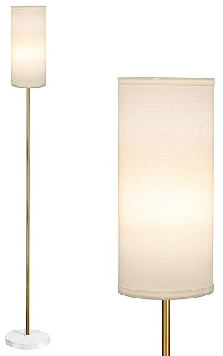 BoostArea Floor Lamp for Living Room with 3 Color Temperatures Bulb, Modern Floor Lamps, Classic Tall Lamp for Office, Standing Lamps for Bedroom, Kids Room, Study(9W LED Bulb, White Linen Shade)