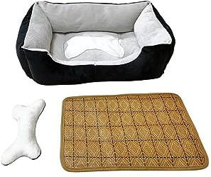 Flying Wings Hundematte, Hundekorb, maschinenwaschbares Haustiersofa, bequem und weich, für alle Jahreszeiten geeignet, XS grau/schwarz 45x31cm