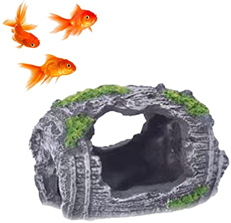 Teksome Aquarium-Ornament mit gebrochenem Fass - Zerbrochenes Fass Aquarium Garnelenhöhle Harz Teich Ornamente,Aquarium-Fischhaus-Landschaftsbauwerkzeug für Aquarium, Teich