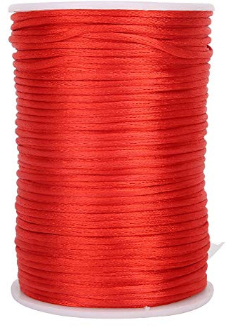 100 Yard Corda di Nylon Satinato, Cordino di Raso Intrecciato, Corda di Raso in Nylon per La Creazione di Gioielli Fai da Te(Rosso)