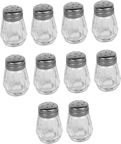 MAGICLULU Set Da 10 Bottiglie Per Condimenti Da Cucina in Vetro, Saliera e Pepper Shaker Per Barbecue, Contenitori Per Spezie Mini Fori, Per Uso Domestico e All’aperto