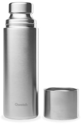 Qwetch - Thermoskanne Edelstahl 750ml - Isolierflasche & Thermosflasche mit recyceltem Edelstahlbecher - 24h kalt & 12h heiß - Auslaufsicher, BPA-frei & perfekt für Kaffee und Tee