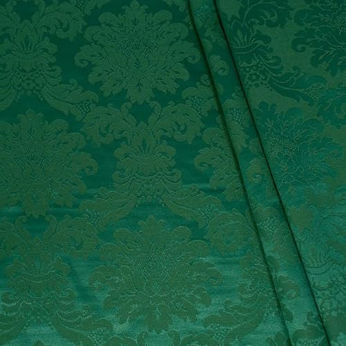 STOFFKONTOR Dekostoff Jacquard Damast Stoff Floral Barock - Meterware, Farbe Dunkel-Grün - zum Nähen von Kissenbezügen, Tischdecken, Deko, Gardinen, Bekleidung UVM.