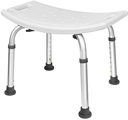 FIVMEN Duschhocker Duschstuhl Badhocker Duschhilfe Aluminium Höhenverstellbar 36-52cm Modern Duschsitz Badsitz Anti-Rutsch für Senioren bis 136 kg