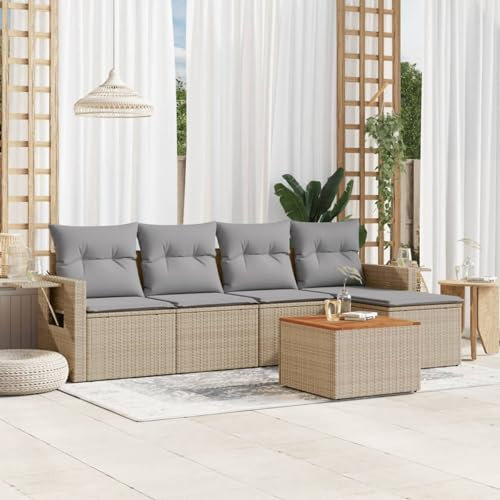 Festnight Balkon Ecklounge Rattan mit Stauraum Gartenlounge Klein Sofa Balkon Lounge Rattansofa Sitzecke Balkon Klein Gartensofa Ecksofa Garten Lounge Sofa Outdoor Balkonmöbel Couch Gartenmöbel
