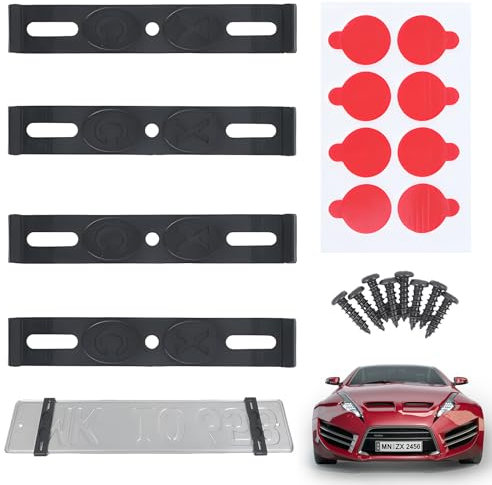 sitengjun 4 soportes para matrícula, soporte invisible para matrícula de coche, juego de soporte para matrícula, 110 mm, hebilla para europeo