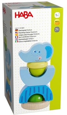 HABA 2011131001 Augusti-Grosch-Street 28-38 96476 Bad Rodach Elefant spelle, stapelspel, blå, grön, 8 cm