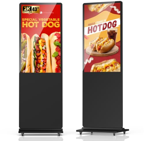 YIXZSWD Monitor Pubblicitario, 43 Pollici LCD Digitale Display interna, FHD Schermo Pubblicitario, Supporto USB/HDMI/WiFi/Android OS, Adatto per Ristorante, Negozi, Centro Commerciale