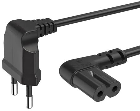 TECHZOCO Cable alimentación IEC-320 C7 acodado, Cable Alimentación Tipo C Euro, Sección 0.75 mm², Compatible con Samsung, Philips, LG Sony Sharp Panasonic LED TV Sky, Sky High TV PS4, 3 Metros