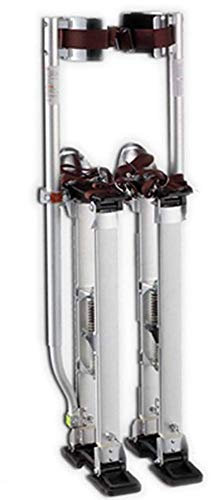 CAFIEDR Trockenbau-Stelzen, 122-163 cm, höhenverstellbar, Hebebühnen aus Aluminium, Werkzeug für Bauarbeiter, Dekorateure, Maler, Verputzer, Klebeband, rutschfest und hohe Stabilität, silberfarben