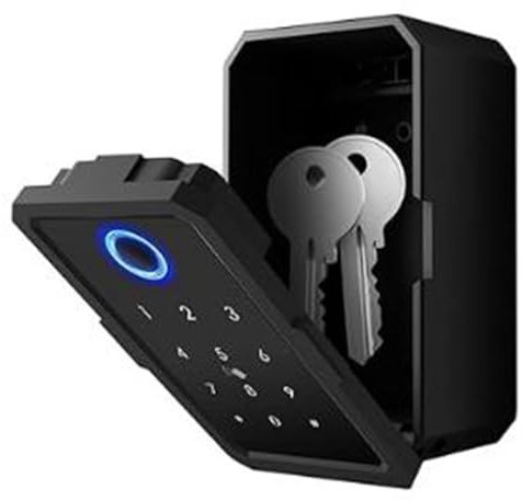 Smart Schlüsselkasten, Schlüsseltresor mit Zahlencode Fingerabdruck, 4 Möglichkeiten zum Entsperren, IP65 Wasserdichter Schlüsselbox, Smart Key Box, Geeignet für Haus, Wohnung, Ferienunterkunft