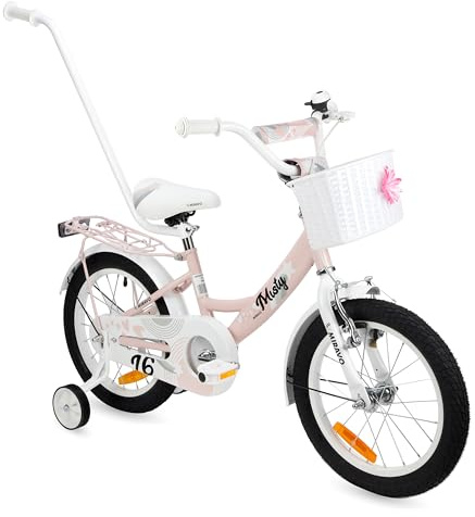 MIRAVO Kinderfahrrad Fahrrad Kinder Ab 2 Bis 8 Jahre Schubstange V-Brake Bremsen Rückstrahl Aufkleber 12 16 20 Zoll Radgröße Korb Für Mädchen Misty