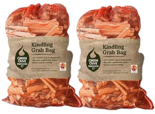 Green Olive Firewood Kindling Firestarting Wood Sticks - 10kg / 54ltr - Kiln-dried, Quick Ignition, Long-lasting Fire lighter - Ideal Fire lighters for Wood Burners, BBQs and Fireplaces