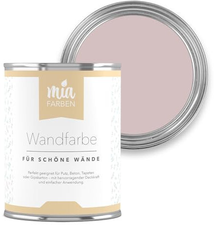 miafarben Wandfarbe für Wände & Tapeten 2,5L - sanfte, matte Farbtöne, hochdeckend (Blasses Rosengrau)