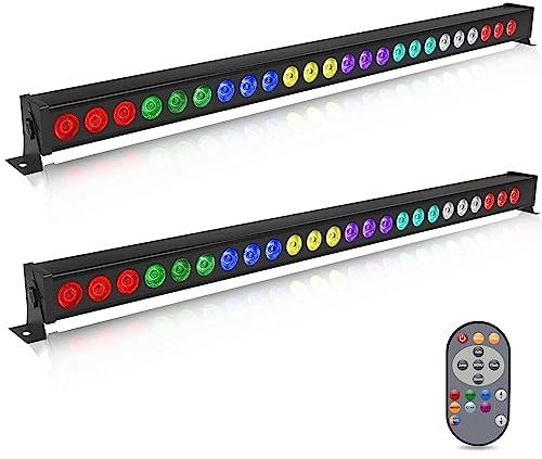 RGBW LED Wallwasher Barra Luminosa con Telecomando, 24 * 3W Luce da Palcoscenico Luci Discoteca, Strobo Faretto per DJ Feste Nozze Halloween Natale, 2 pezzo