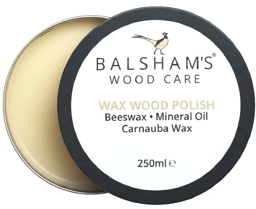 Balsham's Wood Care Wood Wax Polish with British Beeswax, Food-Grade Mineral Oil, & Carnauba Wax – Protects & Enhances Wooden Furniture and other Wooden Items (250ml)