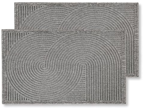 Wetterfeste Fussmatte robust außen rutschfest - Grau 2er Set 45 x 75 cm | Große Schmutzfangmatte wetterfest Outdoor Türmatte für Eingangsbereich & Balkon Fußmatte strapazierfähig und wasserabweisend