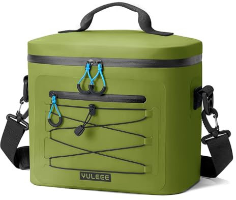 YULEEE Mjuk Kylväska, 15L Isolerad Kylväska Medium Läckagesäker, för Män/Kvinnor/Vuxna, Camping, Strandcamping, Picknick, BBQ, Grön