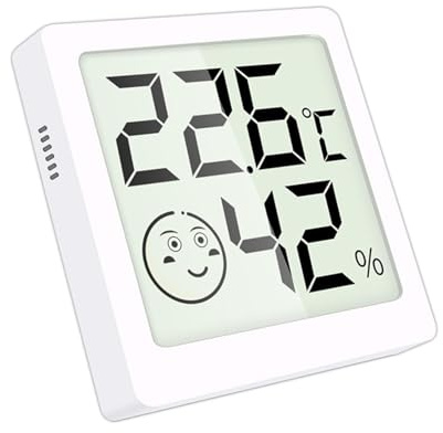 Digital Hygrometer Indoor Thermometer, Mini Humidity Meter with Magnet, Temperature and Humidity Monitor for Home, Room, Refrigerator, 4.4 x 4.4 x 0.9cm