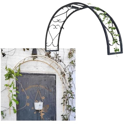 Arco de pared para plantas trepadoras, enrejado de jardín de metal, decoración semicircular para ventana y puerta, soporte de plantas al aire libre para balcón y entradas