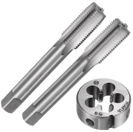 TA-VIGOR Lot de 3 tarauds et filières métriques à main M14 x 1,5, tarauds et filières rondes, kit d'outils de taraudage manuel pour bricolage, réparation, coupe de filetage externe et interne