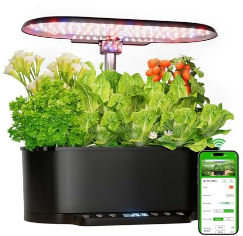 SPECILITE Hydroponics Growing System Kit with 30” Height, 15 Pods Herb Garden with 36W Grow Light, Auto Timer & Pump System, APP & WiFi Controlled Smart Indoor Garden for Vegetables,Kitchen & Gifts
