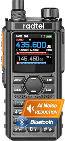 Radtel RT-910B 5W UHF VHF Dual Band Two Way Radio with Air Band Receiver 6 Meter Ham Radio Bluetooth Programmable Walkie Talkie TypeC Rechargeable VOX Hands Free Handheld Radio for Vehicle and Outdoor