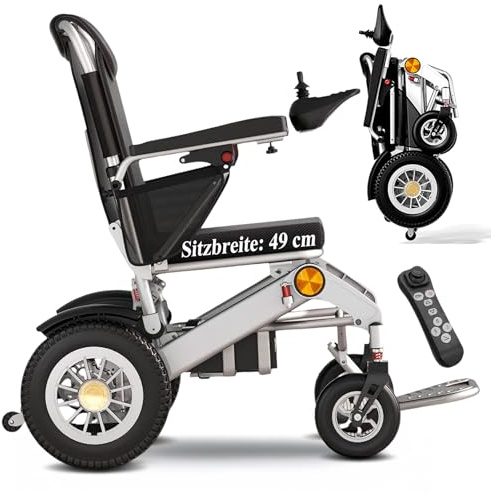 ZQHQKJ Elektrorollstuhl faltbar & elektrisch – 700W Motor, 30 Ah (bis 45 km), 49 cm XXL-Sitz, stoßgedämpft, abnehmbarer Akku, Fernbedienung, reisetauglich,30A