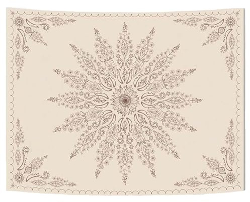 URCHUZE Mandala Tapestry Wall Hanging Boho Decor, Large 51.18x59.05 Inch Floral Medallion Aesthetic Tapestry for Bedroom, Living Room, Yoga Studio, Festival, Bohemian Macrame Art Print