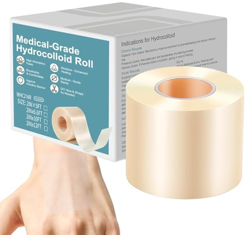 Hydrokolloid Pflaster Rolle, 5cmx100cm Hydrokolloid Pflaster Verbände Blasenpflaster Wundpflaster Selbstklebender Wasserfestes Hydrocolloid Roll Bandagen Rolle Atmungsaktive Hautfreundlich