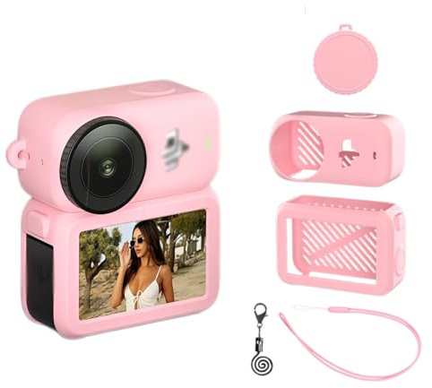Silicone Case with Lens Cap Protector Compatible for DJI Osmo Nano（Pink） | Full Protective silicone Cover Shell Compatible for DJI Osmo Nano, scratch-proof soft skin with lens cap & wrist strap