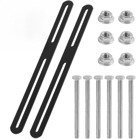 2 Piezas 275x24mm Fijación de Valla para Buzón, Incluye 6 Tornillos y Tuercas M5, Pletinas Metálicas Planas de Acero Inoxidable para Placa de Unión para Madera, Soporte Buzón, Negro