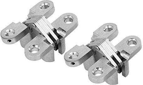 Ranbo 45mm Schwerlast Verdecktes Türscharnier,180°Unsichtbares Scharnier aus Edelstahl mit Kreuzstruktur,geeignet für Türstärken ab 18mm,Ideal für Trennwände und Falttüren,2 Stk.(Max. Tragkraft 14 kg)