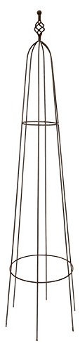 RUDDINGS WOOD 150cm Heavy Duty Natural Rust Metal Spiral Finial Garden Obelisk Climbing Rose Plant Support Frame