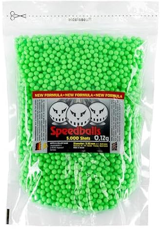 Speedballs Softairkugeln 6mm 0,12g – New Formula Airsoft BBS – 5.000er Beutel oder 10.000er Container – Präzisions-Munition Poliert – Blau/Gelb/Weiß – Für Pistolen & Gewehre