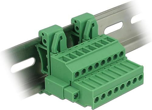 DELOCK Terminalblock Set für Hutschienen 8 Pin mit Schraubverriegelung
