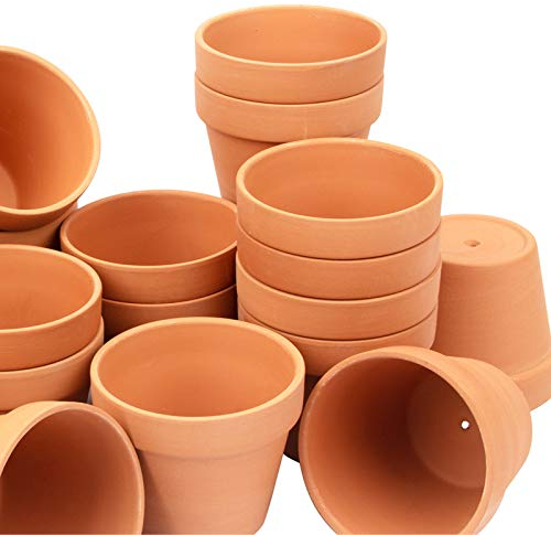 Macetas de Arcilla de Terracota de 10 cm, macetas de Arcilla de cerámica, macetas de Cactus, macetas de jardín de Terracota con Agujero de Drenaje (26 Unidades)