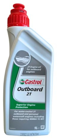 Olio motore barca fuoribordo a 2 tempi lubrificante Castrol Outboard 2T con Portachiavi Cavatappi conf. 5x1lt
