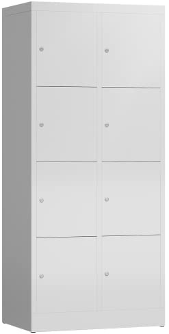 Lüllmann Schließfachschrank Fächerschrank 8 Fächer 1800 x 800 x 500 mm Spind (RAL 7035 Lichtgrau)
