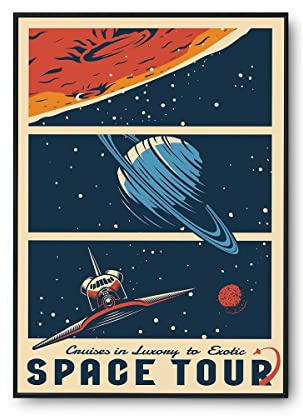Planetee Affiche Vintage Astronomie Space Tour A2 | Poster Tableau Humour pour décoration murale qualité papier Premium