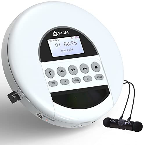KLIM Nomad Reproductor CD portatil con batería Interna de Larga duración - Incluye Auriculares - Radio FM Compatible con CD-R, CD-RW MP3 Blanco(Reacondicionado)