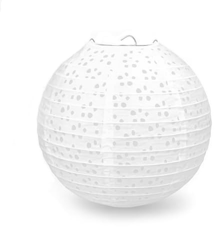 12Pack White Paper Lanterns Decorative Chinese Japanese Hanging Paper Lanterns Party Decorations 8Inch Round Hollow Lamps for Valentines Wedding Anniversary Baby Shower Outdoor Indoor Birthday Decor